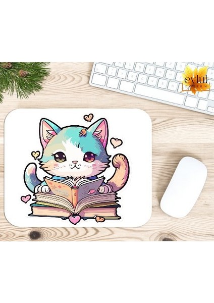 Kedi Baskılı Özel Tasarım Dikdörtgen Kaydırmaz Mousepad