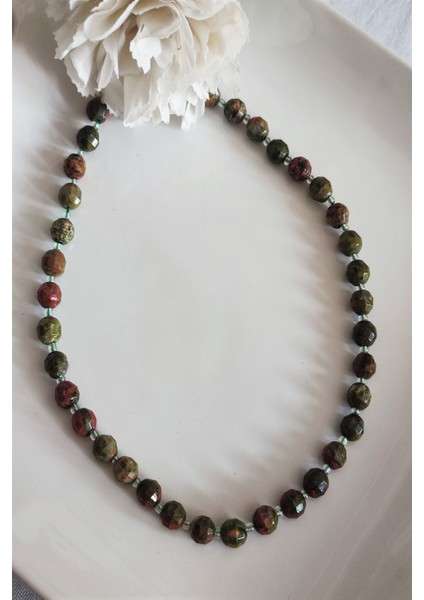 Çokgen Unakit Doğaltaş Kolye