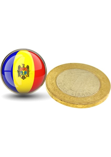 Moldova Bayrağı Çelik Yaka Rozeti Boğdan Moldovya Kartal 3D Camlı Resimli Rozet fiyatları