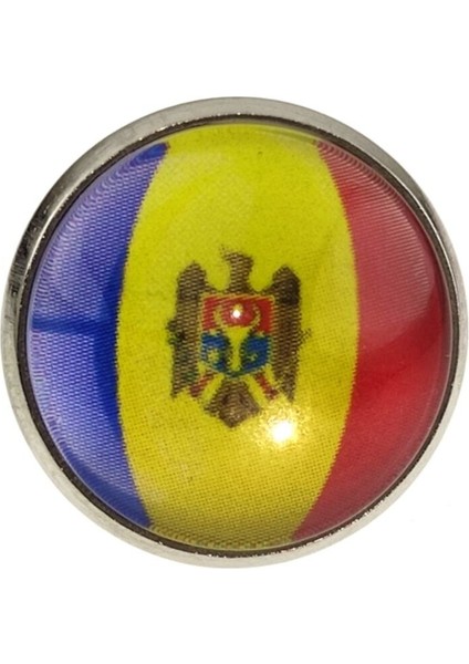 Moldova Bayrağı Çelik Yaka Rozeti Boğdan Moldovya Kartal 3D Camlı Resimli Rozet fırsatları