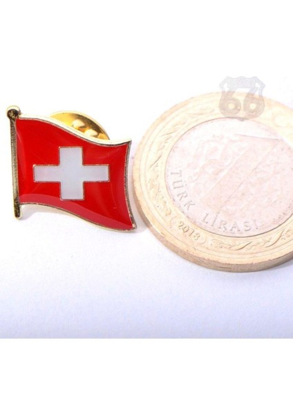 Isviçre Swiss Switzerland Bayrağı Iğneli Ufak Yaka Rozeti Altın Kaplama Zeminli Bayrak Rozet fiyatları