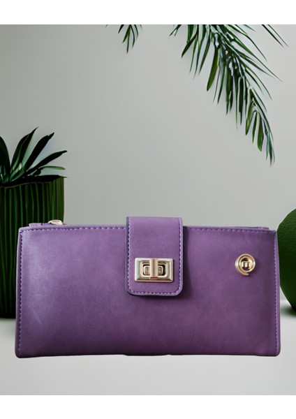 Amethyst Model Klipsli ve Çok Bölmeli Kadın Cüzdan Fermuarlı