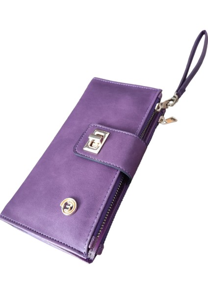 Amethyst Model Klipsli ve Çok Bölmeli Kadın Cüzdan Fermuarlı modelleri
