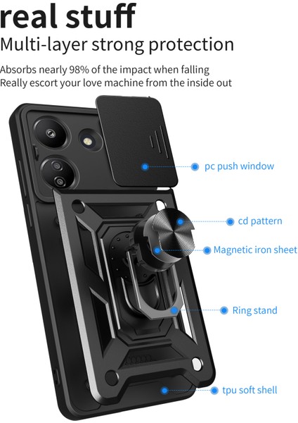 Xiaomi Poco F5 Kılıf Ultra Korumalı Yüzüklü Manyetik Sürgülü Vega Kapak fiyatları