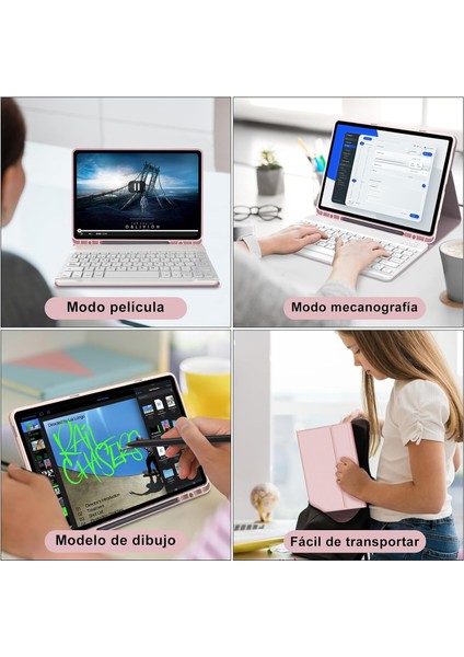Samsung Galaxy Tab S6 Lite 10.4 SM-P610/P615 Için Çıkarılabilir Bluetooth Klavyeli Klavye Kılıfı