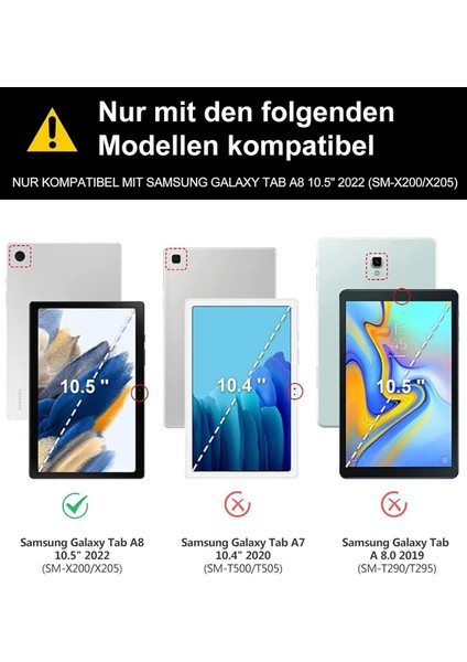 Samsung Galaxy Tab A8 10.5" 2022 SM-X200 Için Çıkarılabilir Bluetooth Klavyeli Klavye Kılıfı