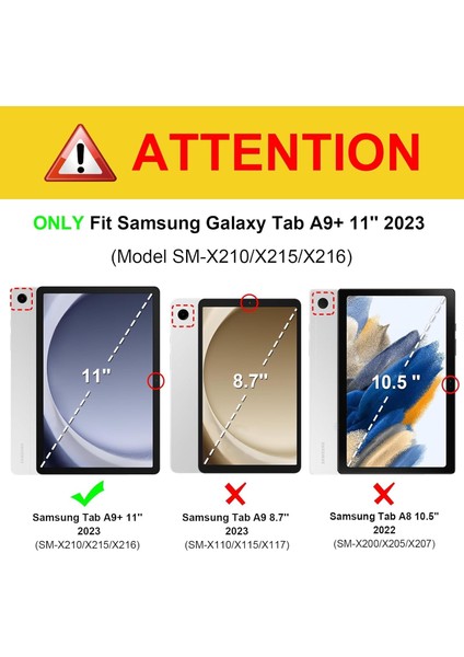 Samsung Galaxy Tab A9+ Plus 11 Inç SM-X210 Için Çıkarılabilir Bluetooth Klavyeli Klavye Kılıfı