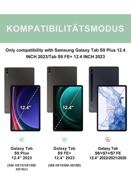 Samsung Galaxy Tab S9 Fe+Plus 12,4 Uymlu Bluetooth Türkçe Q Klavyeli Kılıfı (Tablet Değildir)