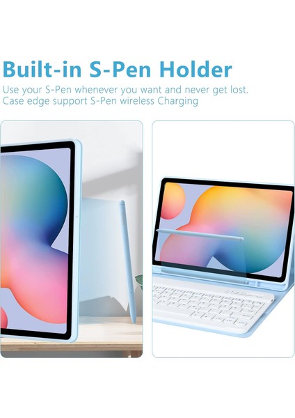 Samsung Galaxy Tab S6 Lite 10.4 SM-P610/P615 Için Çıkarılabilir Bluetooth Klavyeli Klavye Kılıfı