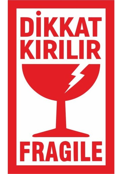 250 Adet Dikkat Kırılır Etiketi Kargo Için Fragile Kırıacak Etiketi 8x5 cm