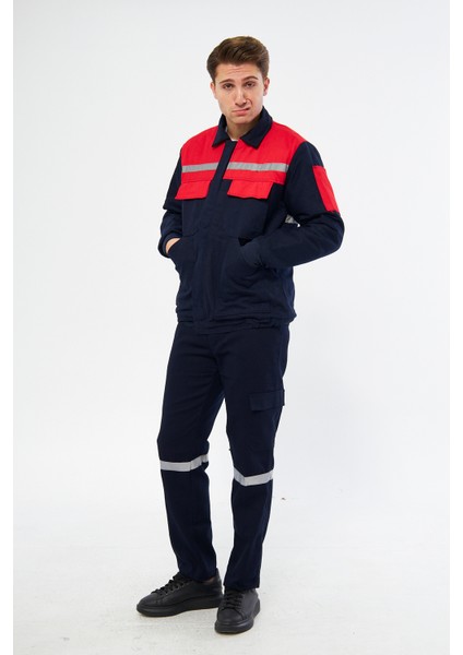 Iş Takımı 7/7 Gabardin %100 Pamuk Reflektörlü Lacivert