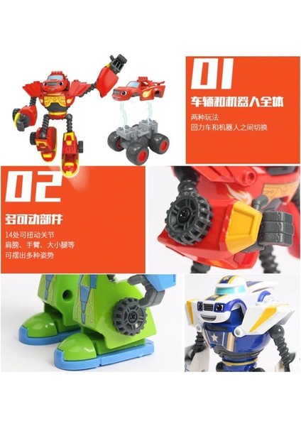 Hot Blaze Monster Machines Anime Figure Plastic/alloy Deformed Robot Kids Car Toy Action Figure Model Children Birthday Gifts (Yurt Dışından) fırsatları