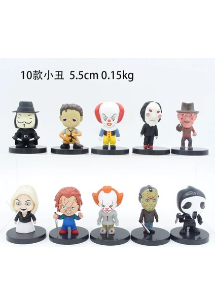 10PCS/SET Horror Movie Characters V For Vendetta Chucky Freddy Jason Scary Saw Pvc Action Figures Toys (Yurt Dışından)
