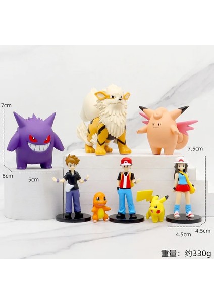 8pcs/set Pokemon Arcanine Gengar Clefairy Figure Collection Model Toys (Yurt Dışından)