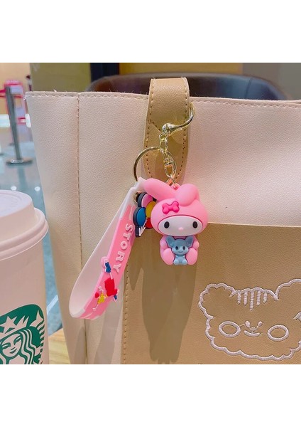 Sanrio Karikatür Kuromi My Melody Kolye Anahtarlık Anahtarlık Anime Aksiyon Figürleri Koleksiyon Model Oyuncaklar Çocuklar Için Takı Hediyeler (Yurt Dışından)