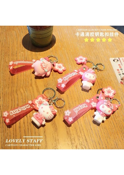 Sanrio Karikatür Sakura Kuromi Hello Kitty Kolye Anahtarlık Anahtarlık Anime Aksiyon Figürleri Koleksiyon Model Oyuncaklar Çocuklar Takı Hediyeler (Yurt Dışından) modelleri