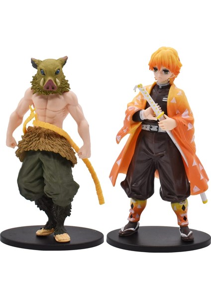 Simyron Anime Figure Inosuke Action Figure Cool Anime Statue Cartoon Pvc Anime Figures Q Version Collectibles Model Ornaments 2 Pieces (Yurt Dışından)