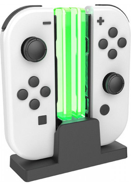 Şarj Ünitesi Nintendo Switch For Joy Con ve OLED Model Kontrol Cihazı ile Uyumlu, Elektrik Direği LED Göstergesi ile Uyumlu Şarj Aleti Standı Istasyonu Joy Cons ile Uyuml (Yurt Dışından)