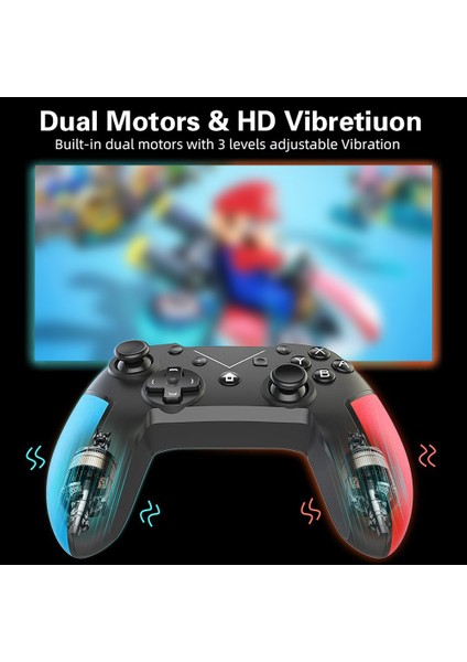 Anahtar Desteği Uyandırma Ekran Görüntüsü ve Titreşim Işlevleriyle Uyumlu Kablosuz Pro Denetleyici Gamepad (Yurt Dışından)