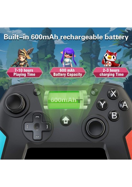 Anahtar Desteği Uyandırma Ekran Görüntüsü ve Titreşim Işlevleriyle Uyumlu Kablosuz Pro Denetleyici Gamepad (Yurt Dışından)