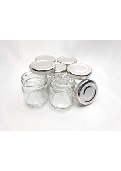 Gümüş Kapaklı 29 cc Cam Kavanoz 12 Adet