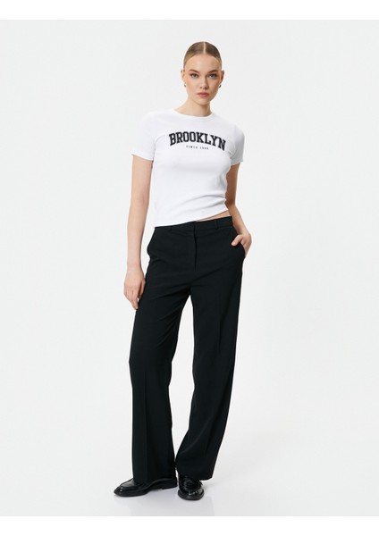 Brooklyn Baskılı Tişört Slim Fit Kısa Kollu Bisiklet Yaka Pamuklu fiyatları