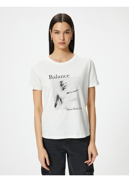 Baskılı Tişört Bisiklet Yaka Kısa Kollu Pamuklu modelleri