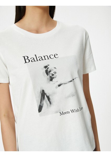 Baskılı Tişört Bisiklet Yaka Kısa Kollu Pamuklu indirimleri