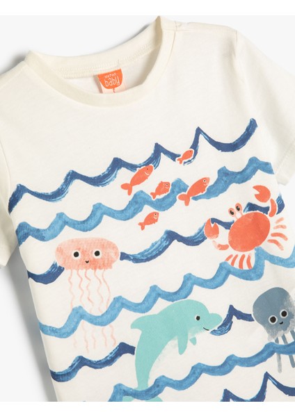 Kısa Kollu Tişört Marin Temalı Baskılı Bisiklet Yaka modelleri