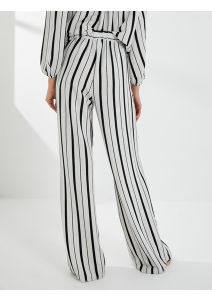 Bol Paça Pantolon Yüksek Bel Rahat Kesim Dokulu fırsatları