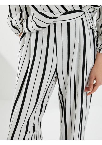 Bol Paça Pantolon Yüksek Bel Rahat Kesim Dokulu indirimleri