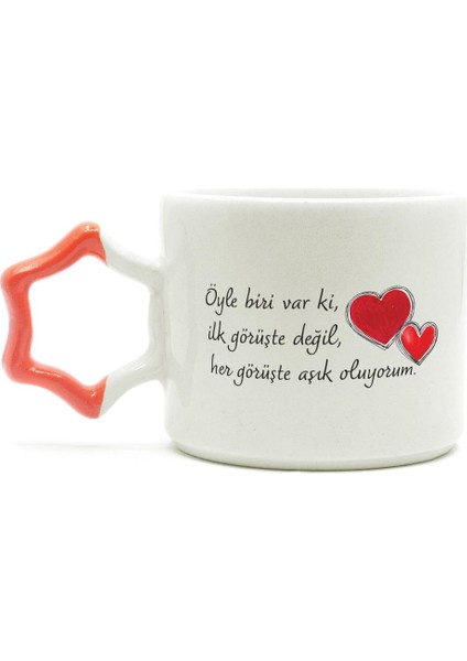 Öyle Biri Var Ki Baskılı Turuncu Kulplu Yıldız Kupa