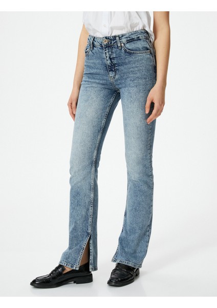 Ispanyol Paça Kot Pantolon Yırtmaç Detaylı Dar Kesim Yüksek Bel - Victoria Slim Jeans modelleri