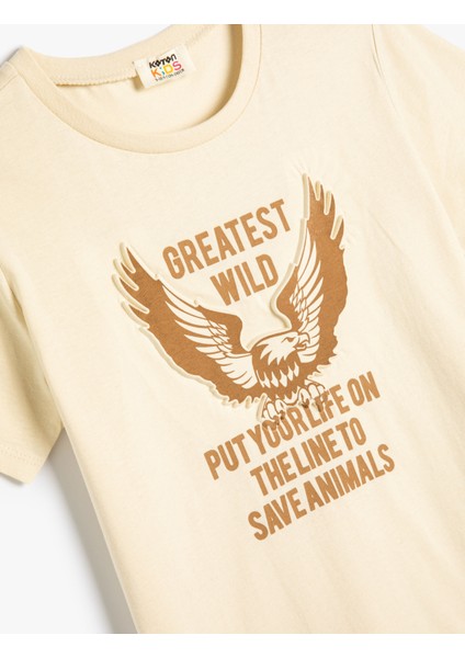 Kartal Tişört Kabartma Baskılı Kısa Kollu Bisiklet Yaka Pamuklu modelleri