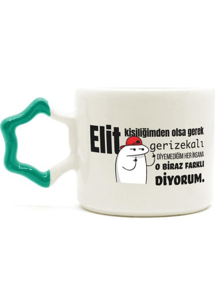 Elit Kişiliğimden Olsa Gerek Baskılı Yeşil Kulplu Yıldız Kupa