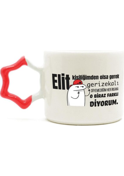 Elit Kişiliğimden Olsa Gerek Baskılı Kırmızı Kulplu Yıldız Kupa