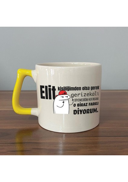 Elit Kişiliğimden Olsa Gerek Baskılı Sarı Kulplu D Kupa