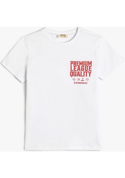 Tişört Futbol Temalı Kısa Kollu Bisiklet Yaka Pamuklu