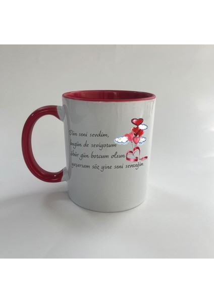 Dün Seni Sevdim Baskılı Kırmızı Mega Kupa