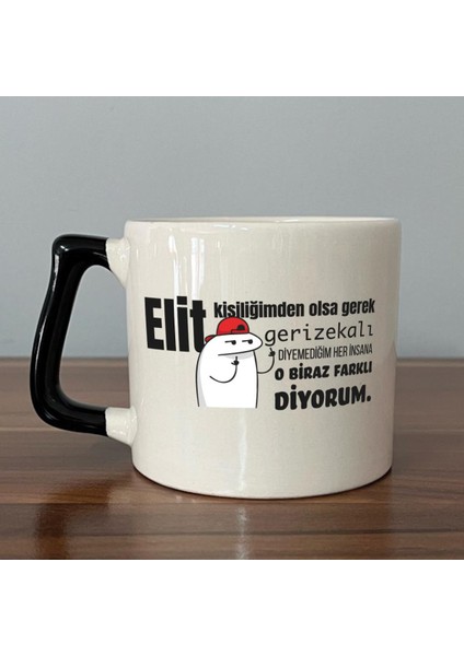 Elit Kişiliğimden Olsa Gerek Baskılı Siyah Kulplu D Kupa