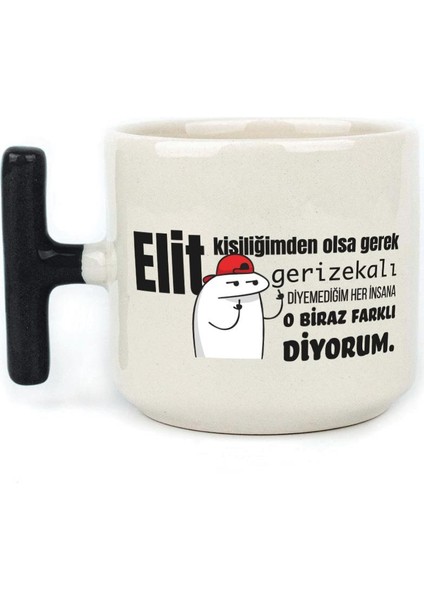 Elit Kişiliğimden Olsa Gerek Baskılı Siyah Kulplu T Kupa