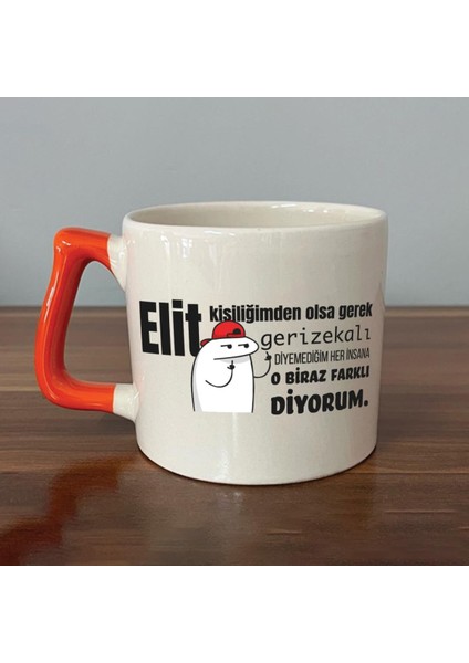 Elit Kişiliğimden Olsa Gerek Baskılı Turuncu Kulplu D Kupa