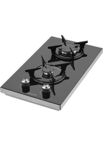 Eminçelik Ec-Sü 4120 BG30 Ng Siyah Cam Set Üstü Ikili Ocak