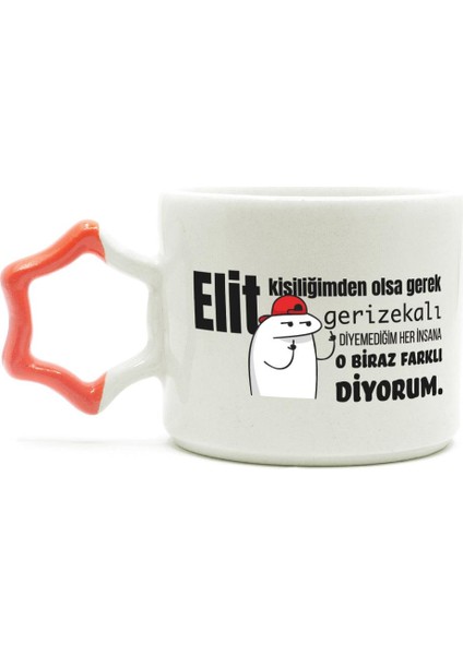 Elit Kişiliğimden Olsa Gerek Baskılı Turuncu Kulplu Yıldız Kupa