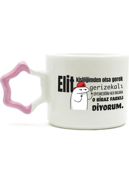 Elit Kişiliğimden Olsa Gerek Baskılı Pembe Kulplu Yıldız Kupa