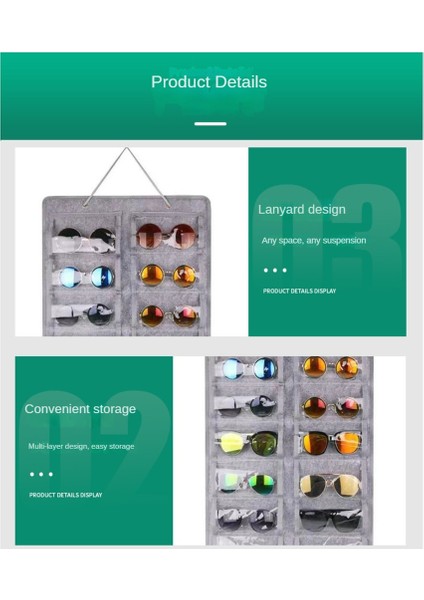 Gözlük Organizatör Güneş Gözlüğü Organizatör Depolama Asılı Çanta Güneş Gözlüğü Gözlük Ekran Duvar Montaj Organizatör Gri (Yurt Dışından) fırsatları
