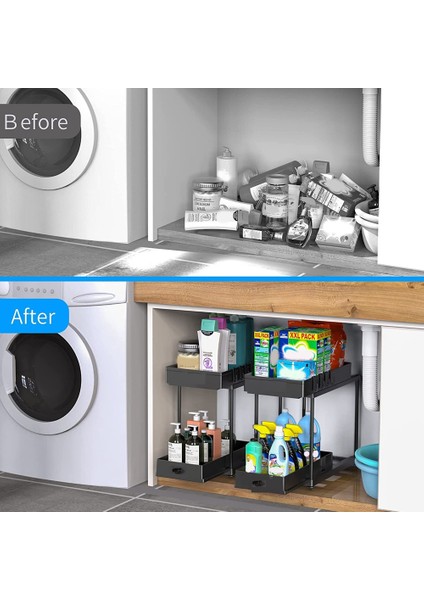 Düzenleyiciler ve Depolama, Banyo ve Mutfak Dolabı Altında 2 Paket Çekme Kapasitesi (Yurt Dışından)