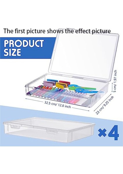 4 Adet A4 Koleksiyon Defteri Kağıdı Saklama Kutusu Sanat Zanaat Organizatörler Depolama 8.5X11 Inç Mektup Kağıdı Fotoğraf Resim Depolama (Yurt Dışından)