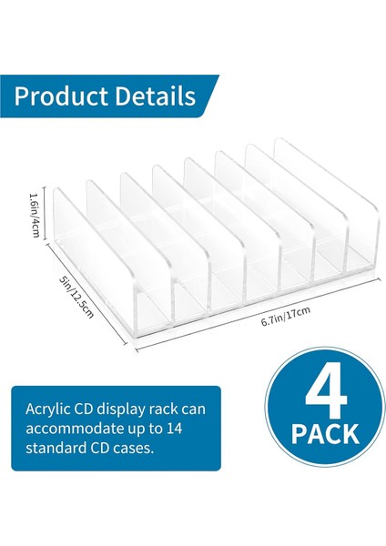 4 Adet Şeffaf Akrilik CD Tutucu ile Takılabilir CD DVD Vitrin Rafı CD Depolama Rafı Organizatör Standı CD Tepsisi Tutar (Yurt Dışından) modelleri
