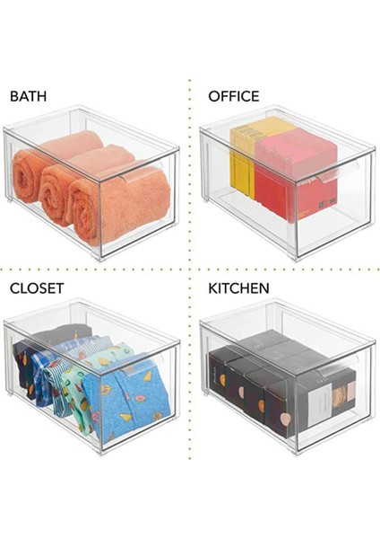 Istiflenebilir Şeffaf Plastik Organizatör Çekmeceleri 3 Parça Set Kozmetik ve Güzellik Malzemelerini Vanity Üzerinde Organize Edin (Yurt Dışından)